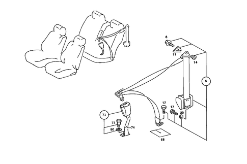 Rear Seat Safety Belt for 1986 Mercedes-Benz 190 E #0