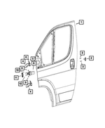 68465081AC - Doors, Door Mirrors and Related Parts: Front Door, Left for Ram: ProMaster 1500, ProMaster 2500, ProMaster 3500, ProMaster EV Image