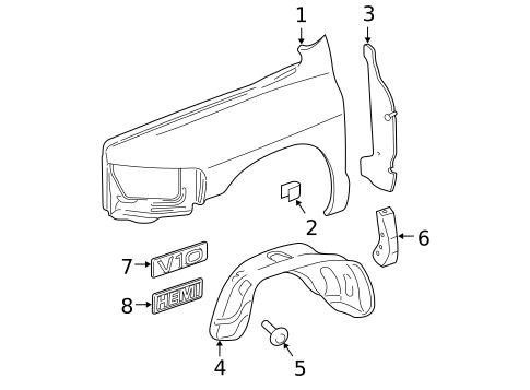 Exterior Trim - Fender for 2005 Dodge Ram 1500 #0