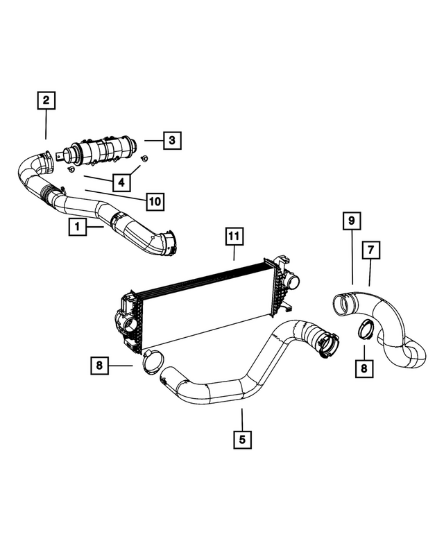 52014481AJ - Cooling: Charge Air Cooler Hose for Jeep: Grand Cherokee Image