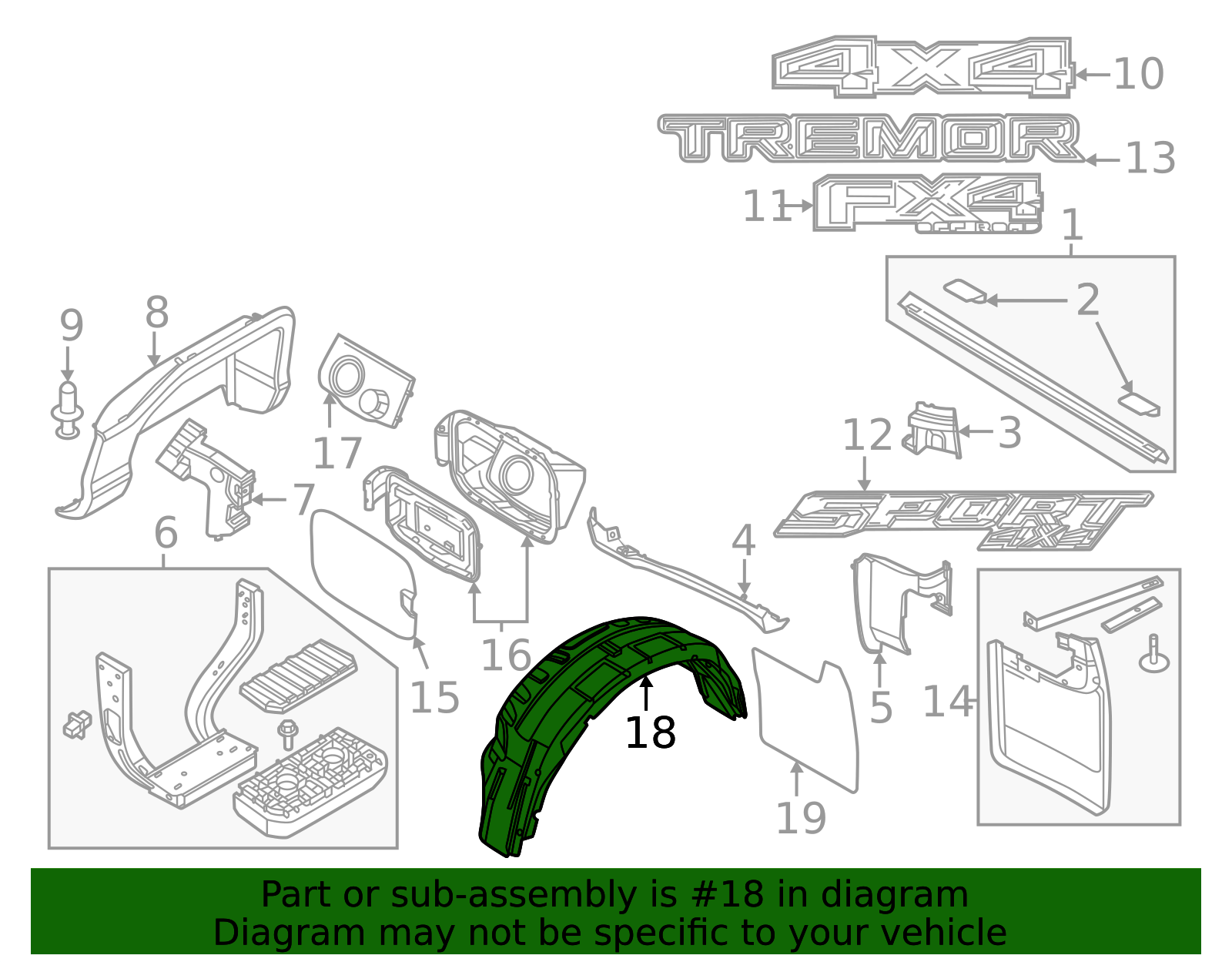 PC3Z-9927886-A - One Pair Wheel-Well Liners For Rear Wheel - 2023