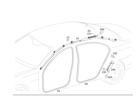 Head Protection Curtain, Door Edge Guard Sections for 1994 Mercedes-Benz S600 #0