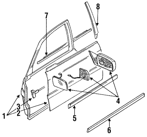 Door & Components for 1992 Acura Legend #1