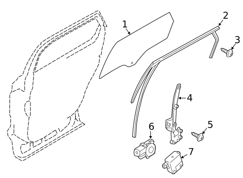 Glass - Rear Door for 2018 Lincoln MKX #0