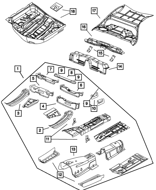 4780782AO - Body Sheet Metal Except Doors: Front Floor Pan for Mopar Image image