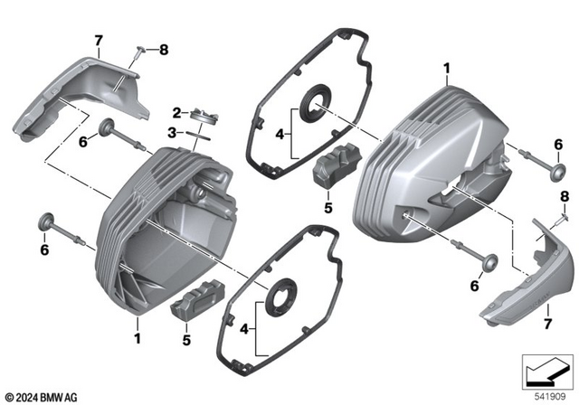 11129898648 - Engine: Rocker Box Cover Right - Granitgrey for BMW-Motorrad Image
