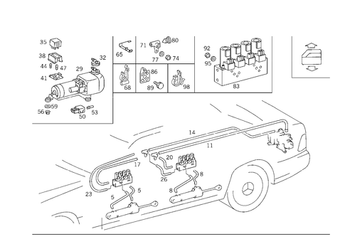 Window Regulator Hydraulic Lines for 1993 Mercedes-Benz 600SEL #0