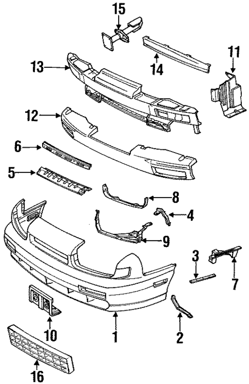 Bumper & Components - Front for 1990 Isuzu Impulse #0
