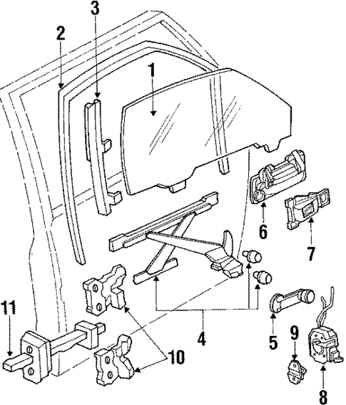 Glass - Front Door for 1990 Honda Civic #0