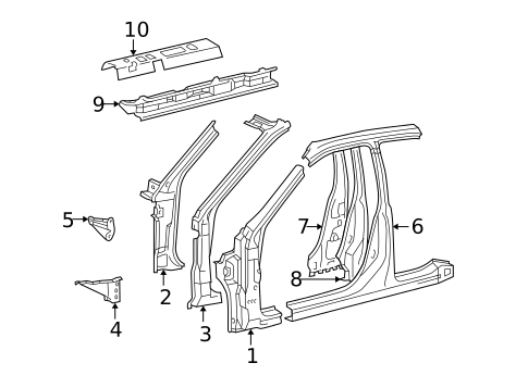 Center Pillar & Rocker for 1999 Lexus ES300 #0