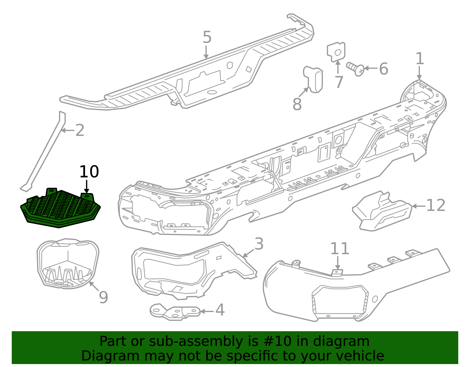 2022-2026 GM Rear Driver Side Bumper Fascia Step Pad 84874257