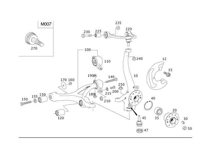 4023 - Front Axle: Hexagon Head Bolt for Mercedes-Benz: GL320, GL550, ML320, ML350, ML450, ML500, ML550, ML63 AMG, R320, R350, R500 Image image