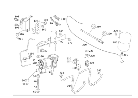 Compressor and Range of Lines for 1999 Mercedes-Benz S500 #0