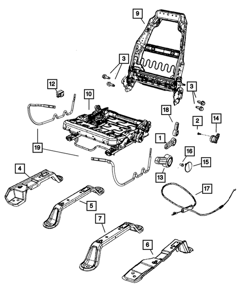 Front Seats - Adjusters, Recliners, Shields and Risers for 2010 Jeep Wrangler #0