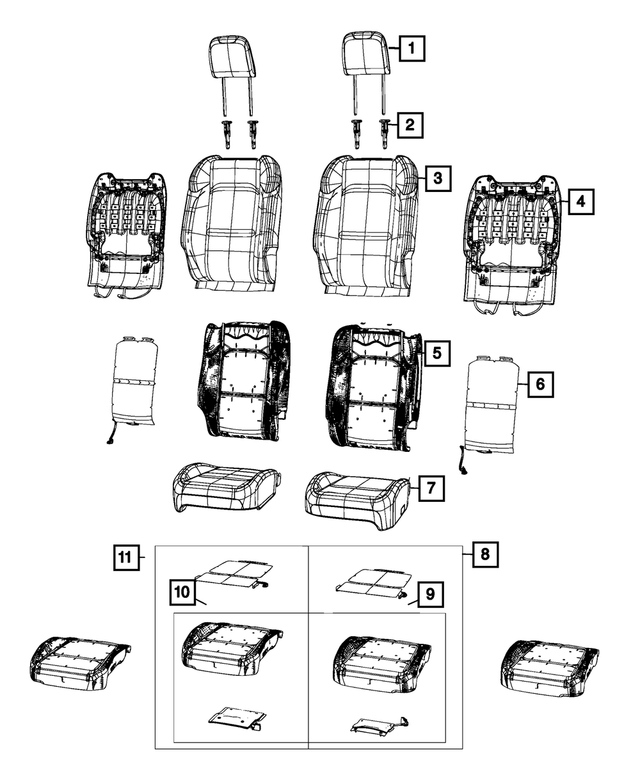 68281997AE - Interior Trim: Front Seat Back Foam, Right for Mopar Image