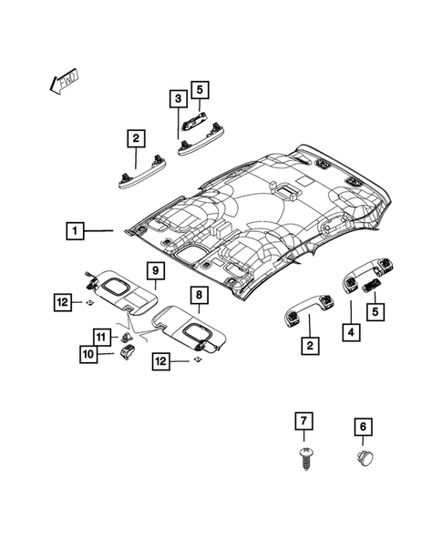 Headliners-Visors-Assist Straps for 2020 Fiat 500X #0
