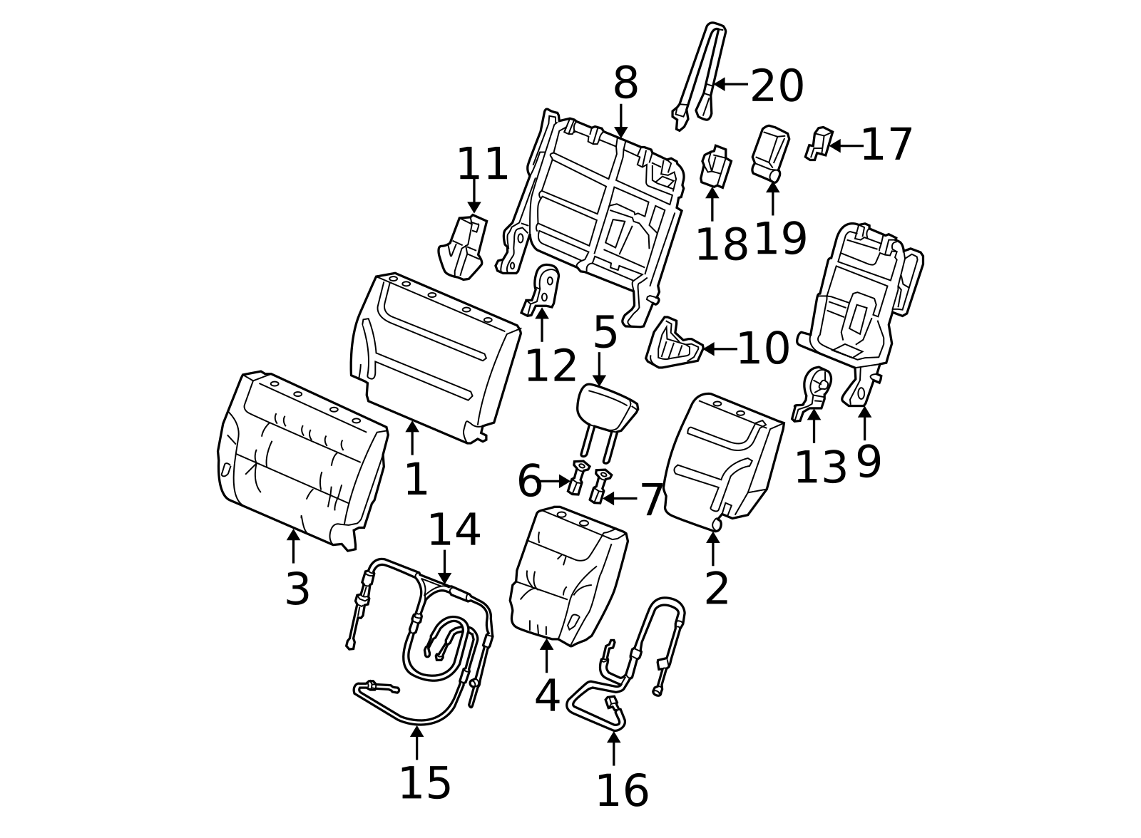 82261-SHJ-A01ZA - Strap, Rear Seat-Back *NH167L* (Graphite Black) 2005 ...