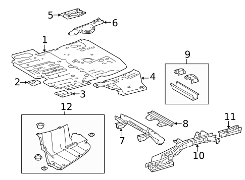 Rear Floor & Rails for 2019 Toyota Highlander #0