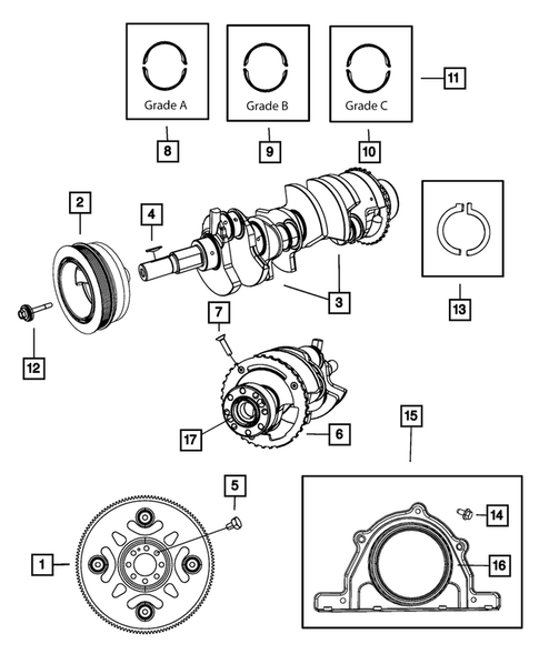 Crankshaft, Piston, Drive Plate, Flywheel, and Damper for 2009 Dodge Charger #0