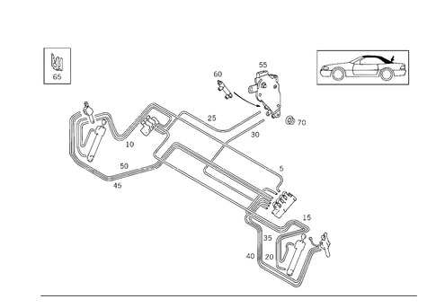 Folding Top Hydraulic Lines and Fastener, Rear for 1993 Mercedes-Benz 600SL #0