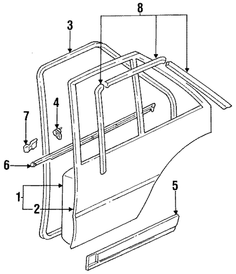 Exterior Trim - Rear Door for 1989 Nissan Stanza #0