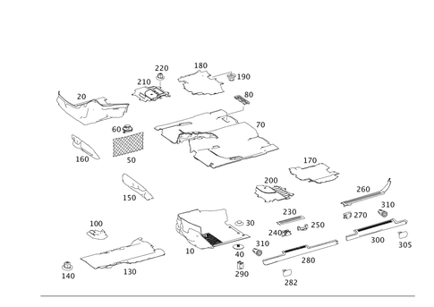 Front Panel Pillar Panelling, Lining on Floor and Footrest for 2006 Mercedes-Benz R500 #0