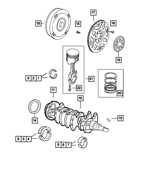 Crankshaft, Piston, and Drive Plate for 2003 Chrysler Town & Country #0