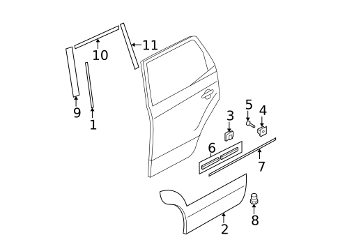 Exterior Trim - Rear Door for 2005 Hyundai Tucson #0
