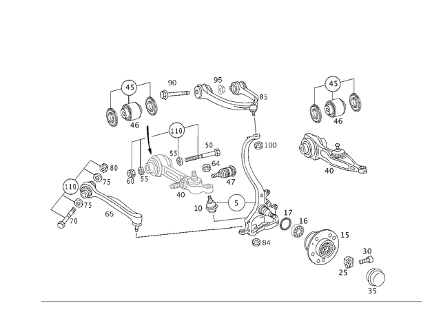2153300307 - Front Axle: Spring Control Arm for Mercedes-Benz Image image