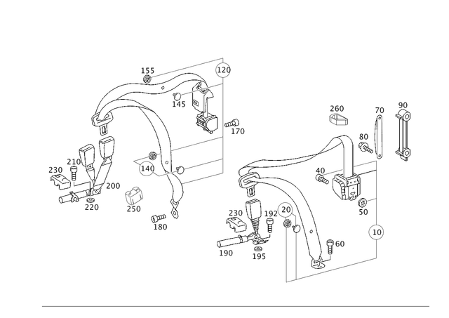 2038609285 - Rear Seat Bench: Seat Belt for Mercedes-Benz: C230, C280, C32 AMG, C350, C55 AMG Image image