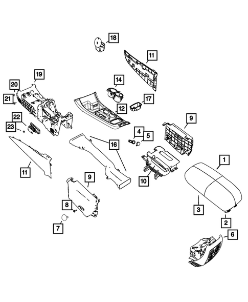 Genuine Mopar Full-Length Floor Console Bin For 2014-2021 Jeep Grand Cherokee & Dodge Durango – 68212884AA