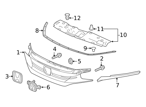Grille & Components for 2017 Honda Civic #0