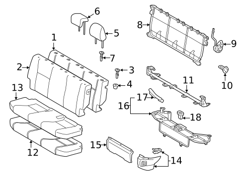 Rear Seat Components for 2015 Toyota Prius C #1