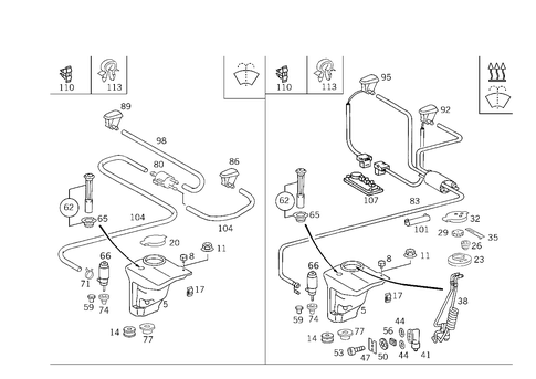 Pane Washer, Headlamp Wiper/Washer for 1998 Mercedes-Benz C280 #0