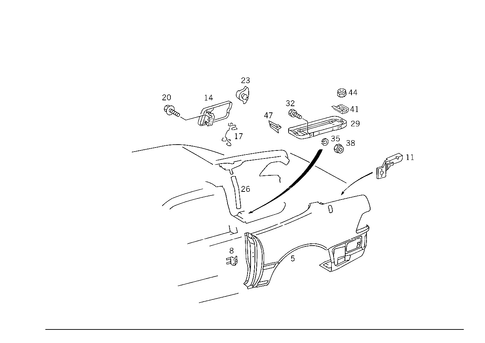 Rear Fender, Battery Frame for 1993 Mercedes-Benz 600SL #1