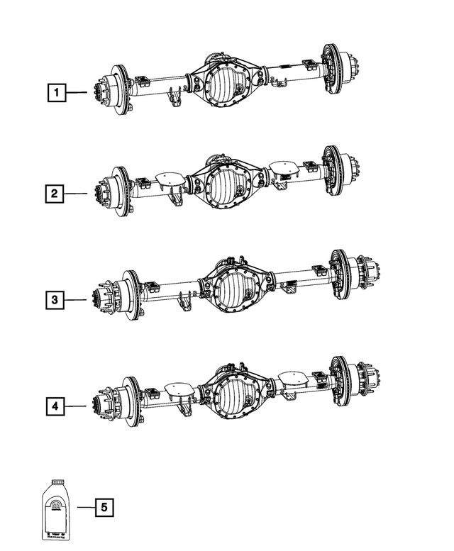 68709209AA - Differential and Drive Line: Rear Complete Axle Assembly for Mopar Image