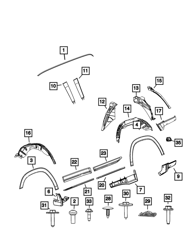 68402849AA - Exterior Ornamentation: Wheelhouse Shield, Right for Mopar Image image