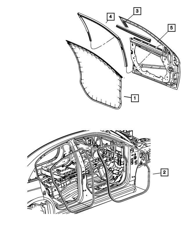 5074004AD - Doors, Door Mirrors and Related Parts: Front Door Glass Weatherstrip, Right for Mopar Image image