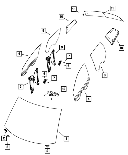 Glass and Interior Rear View Mirror for 2013 Dodge Journey #0