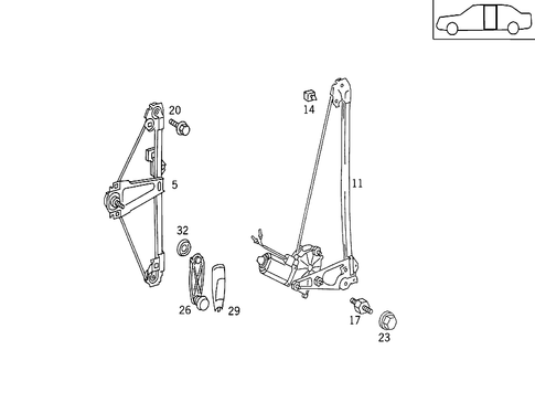 Central Door Window Regulator for 1989 Mercedes-Benz 260E #0