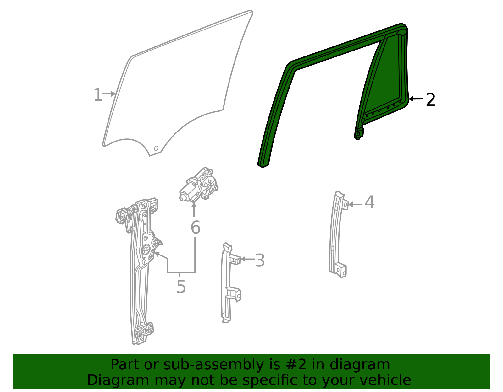 2021-2026 GM Rear Driver Side Door Window Weatherstrip 84940694 GM ...