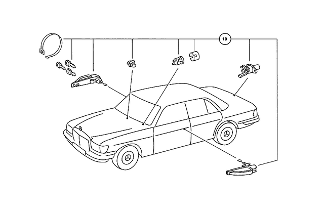1168930603 - : Outfit (Lock, Key, Handle) for Mercedes-Benz: 450SE, 450SEL Image