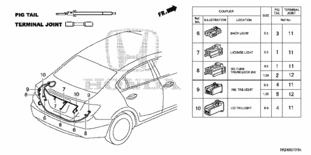 Electrical Connectors (RR.) (2) for 2013 Honda Civic #0