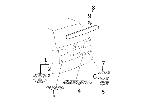 Exterior Trim - Lift Gate for 2001 Toyota Sienna #0