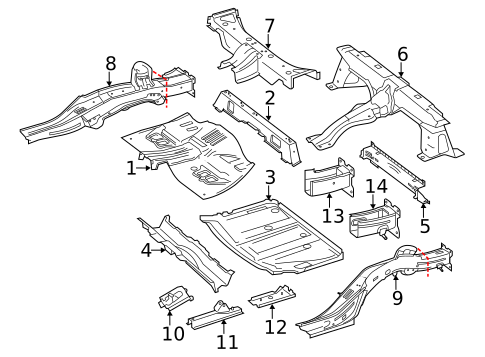 Rear Floor & Rails for 2016 Mercedes-Benz GL63 AMG #0