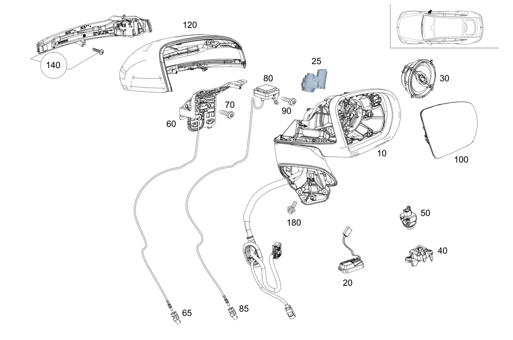 257-810-86-00 - Mirror Assembly - Right 2019-2026 Mercedes