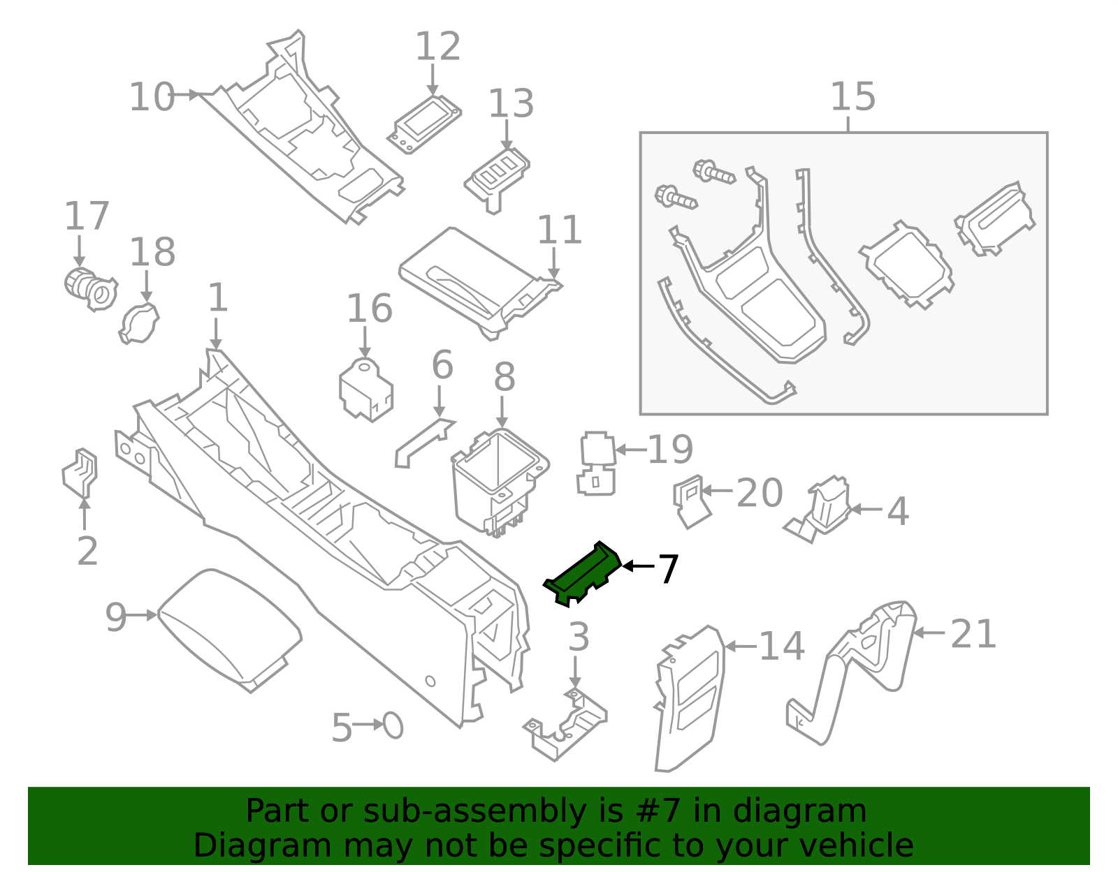96918-3SG0A - Center Console Hole Cover 2013-2015 Nissan Sentra ...