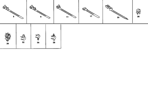 Loom Ties and Cable Mounting Parts for 1988 Mercedes-Benz 560SL #0