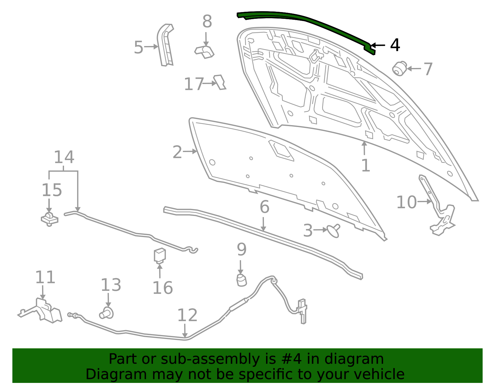 2011-2016 Chevrolet Hood Front Edge Weatherstrip 94787611 | OEM Parts ...