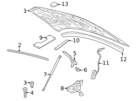 Hood & Components for 1999 Chrysler Concorde #0